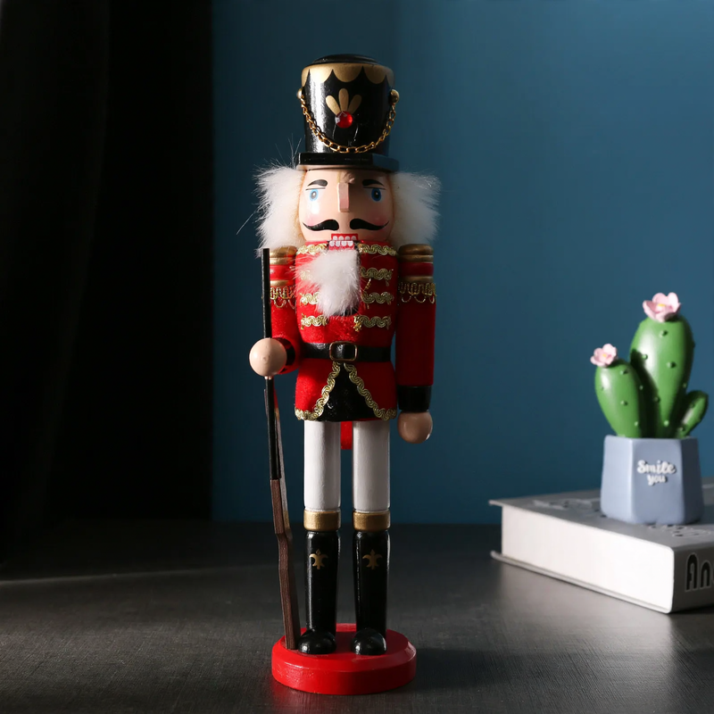 Decorative nutcracker soldier figure made of pine wood