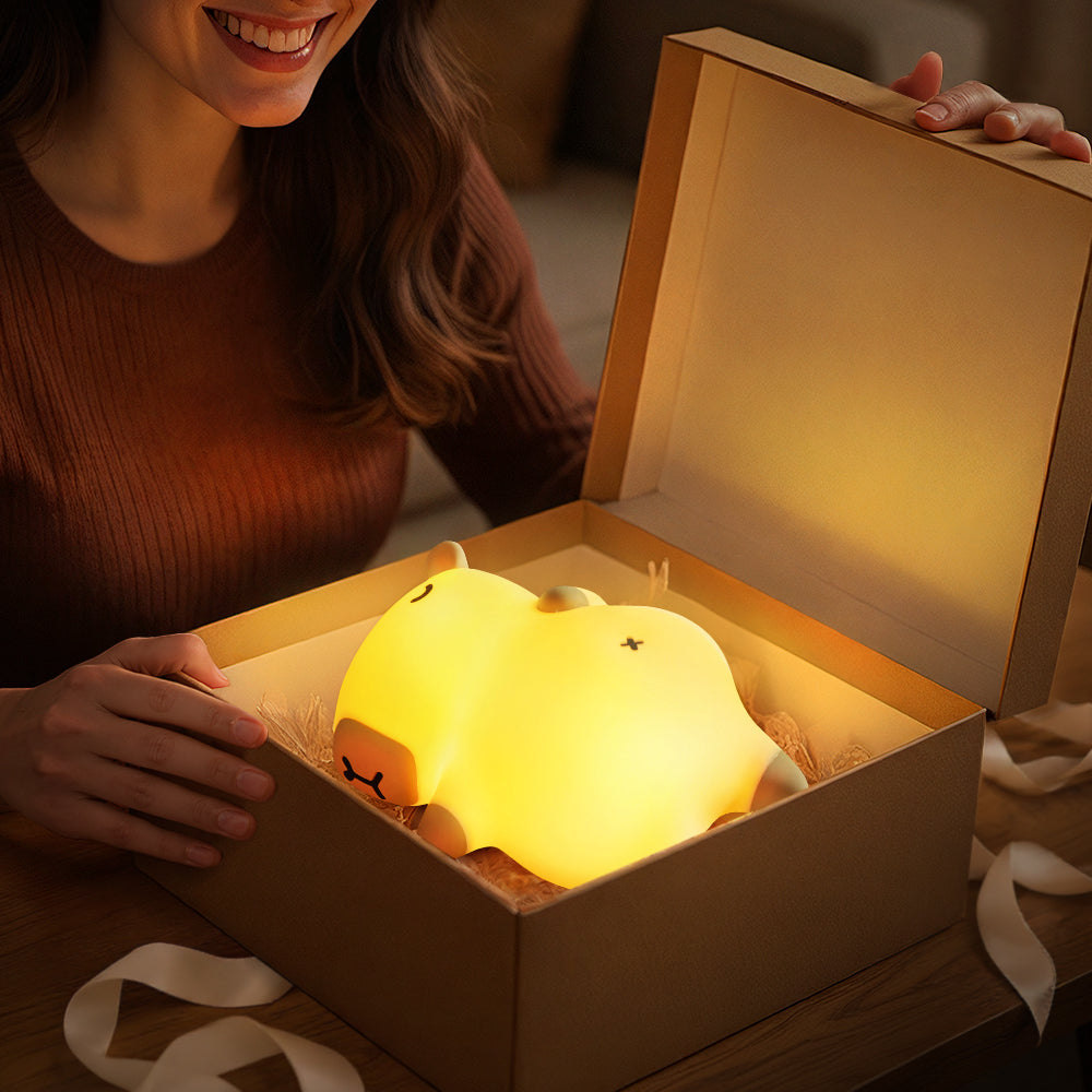 Maetiva® Sleeping Capybara Breathing Squishy Silicone Companion Sound LED Night Light Perfect Gift