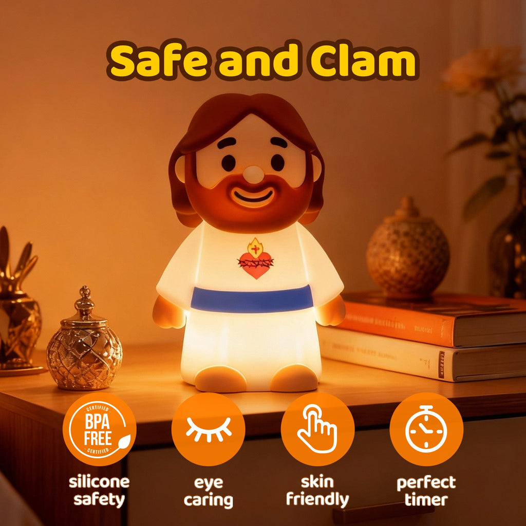 Maetiva® Jesus Peaceful Spiritual Silicone Squishy Night Light Prayer Corner Holy Figure Lamp for Perfect Gift