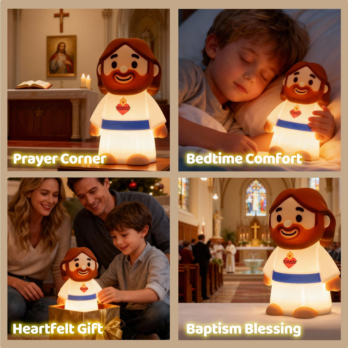 Maetiva® Jesus Peaceful Spiritual Silicone Squishy Night Light Prayer Corner Holy Figure Lamp for Perfect Gift