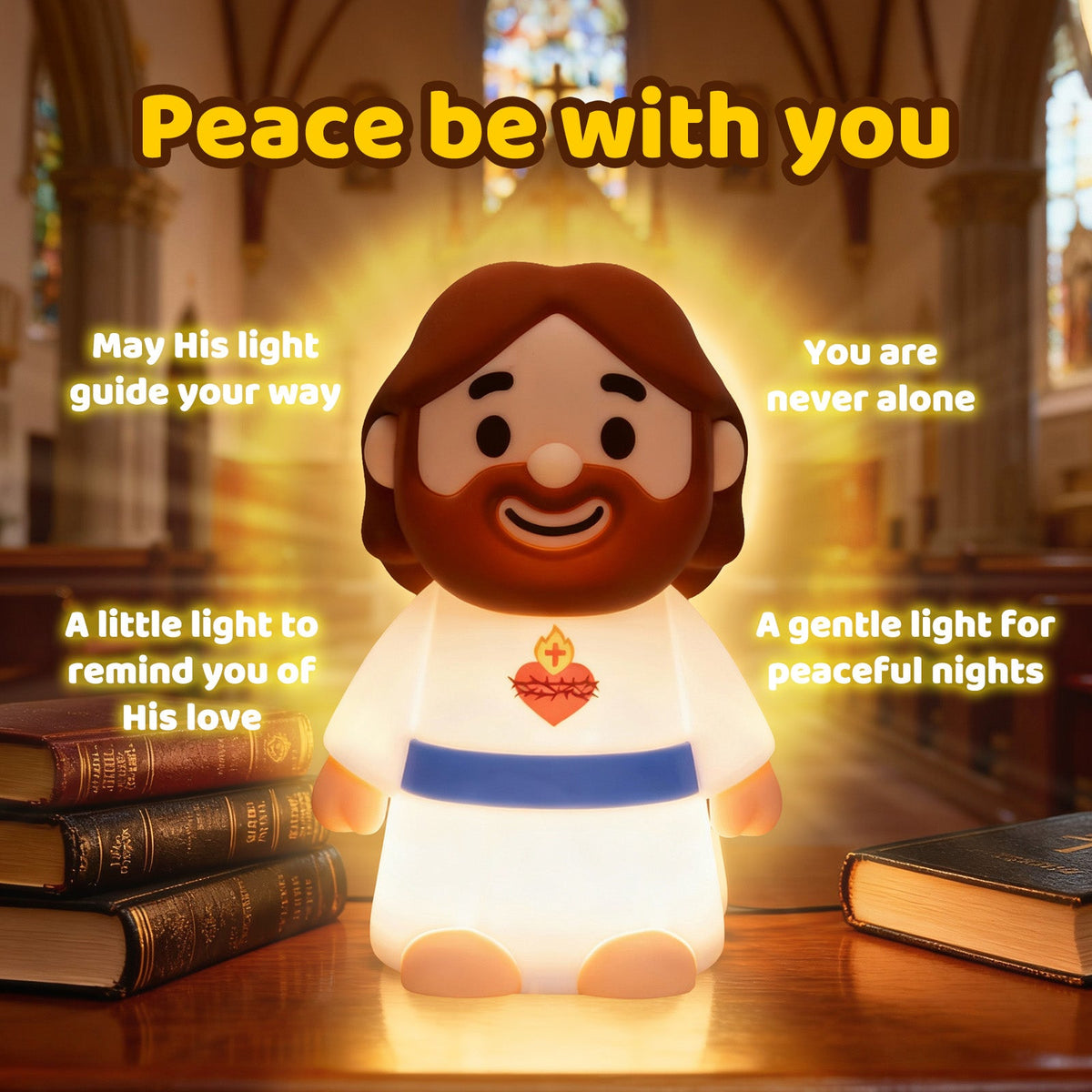 Maetiva® Jesus Peaceful Spiritual Silicone Squishy Night Light Prayer Corner Holy Figure Lamp for Perfect Gift
