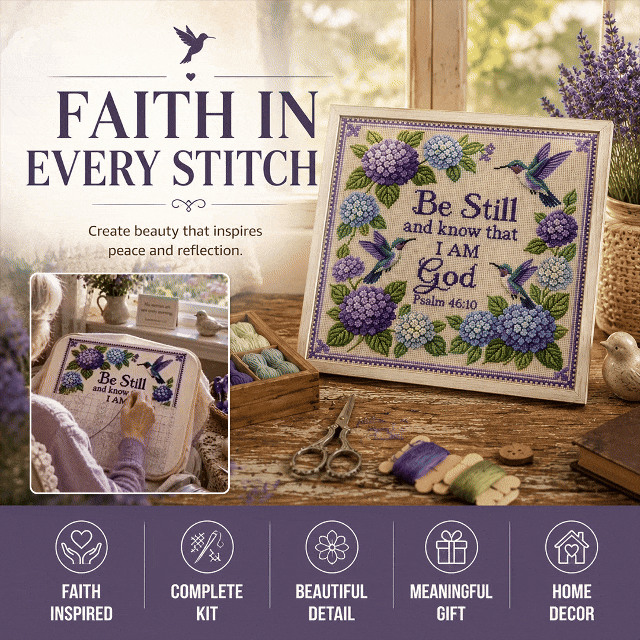 Hummingbird Garden Faith Cross Stitch DIY Kit