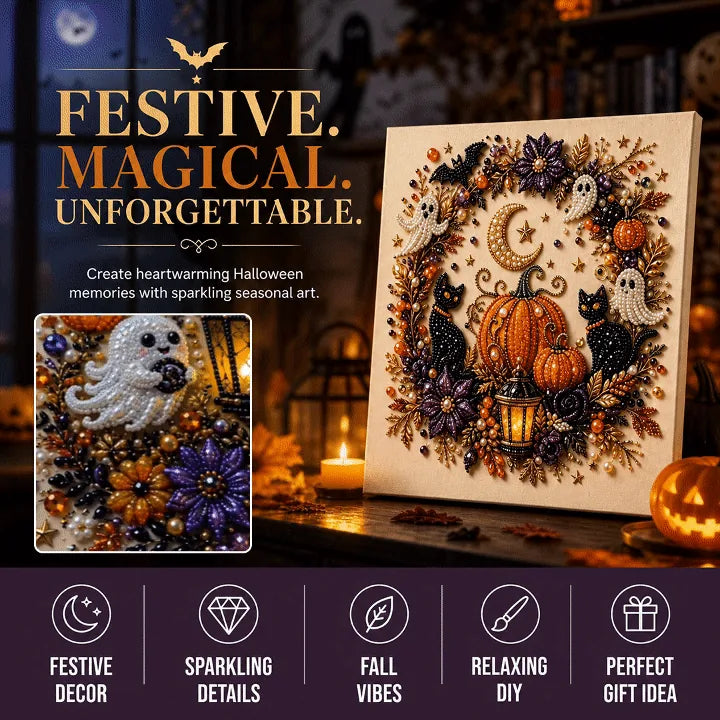 Halloween Pearl Art DIY Kit – Turn Tiny Pearls into Spooky-Cute Magic