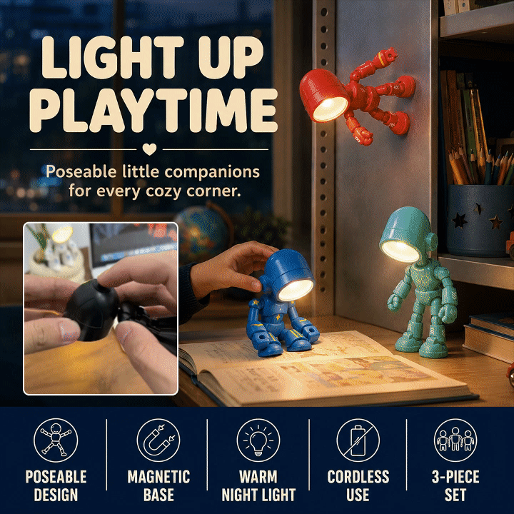 Magnetic Robot Mini Night Lights – 2 Pack