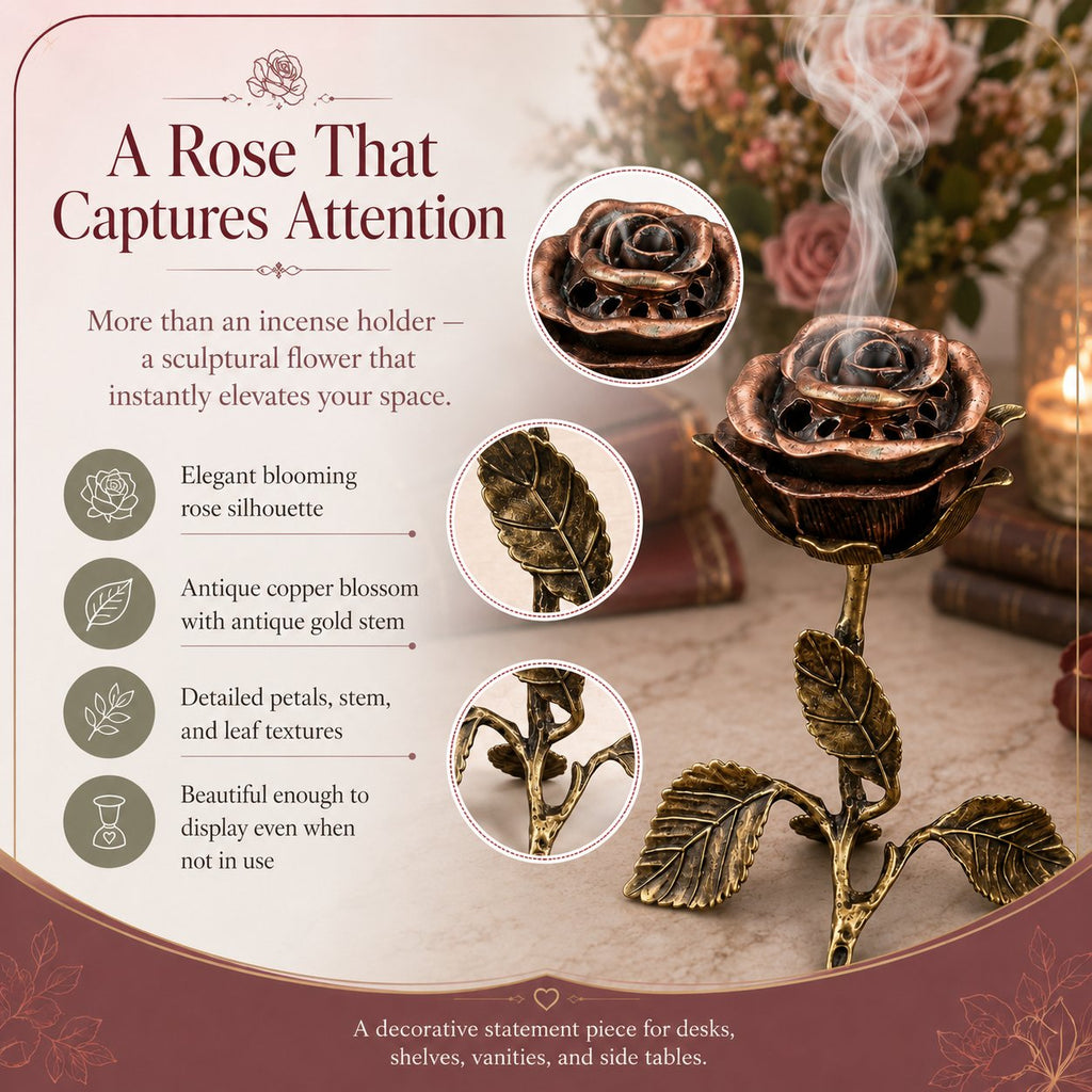 Vintage Rose Incense Burner – A Thoughtful Gift for Meditation & Relaxation Lovers