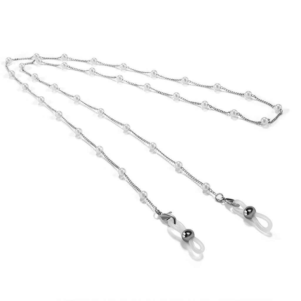 Elegant glasses holder chain with pearls and stainless steel details 
Maetiva