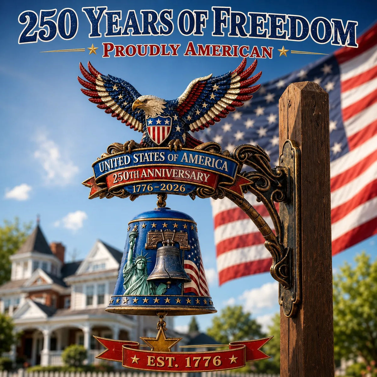 USA 250th Anniversary Patriotic Wall Bell