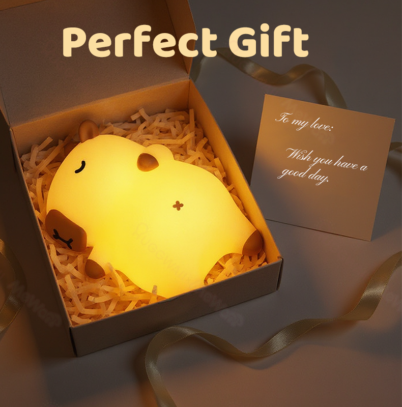 Maetiva® Sleeping Capybara Breathing Squishy Silicone Companion Sound LED Night Light Perfect Gift