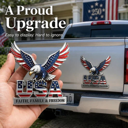 USA 250th Anniversary  - ★USA Faith, Family & Freedom★ Metal Emblem-WH