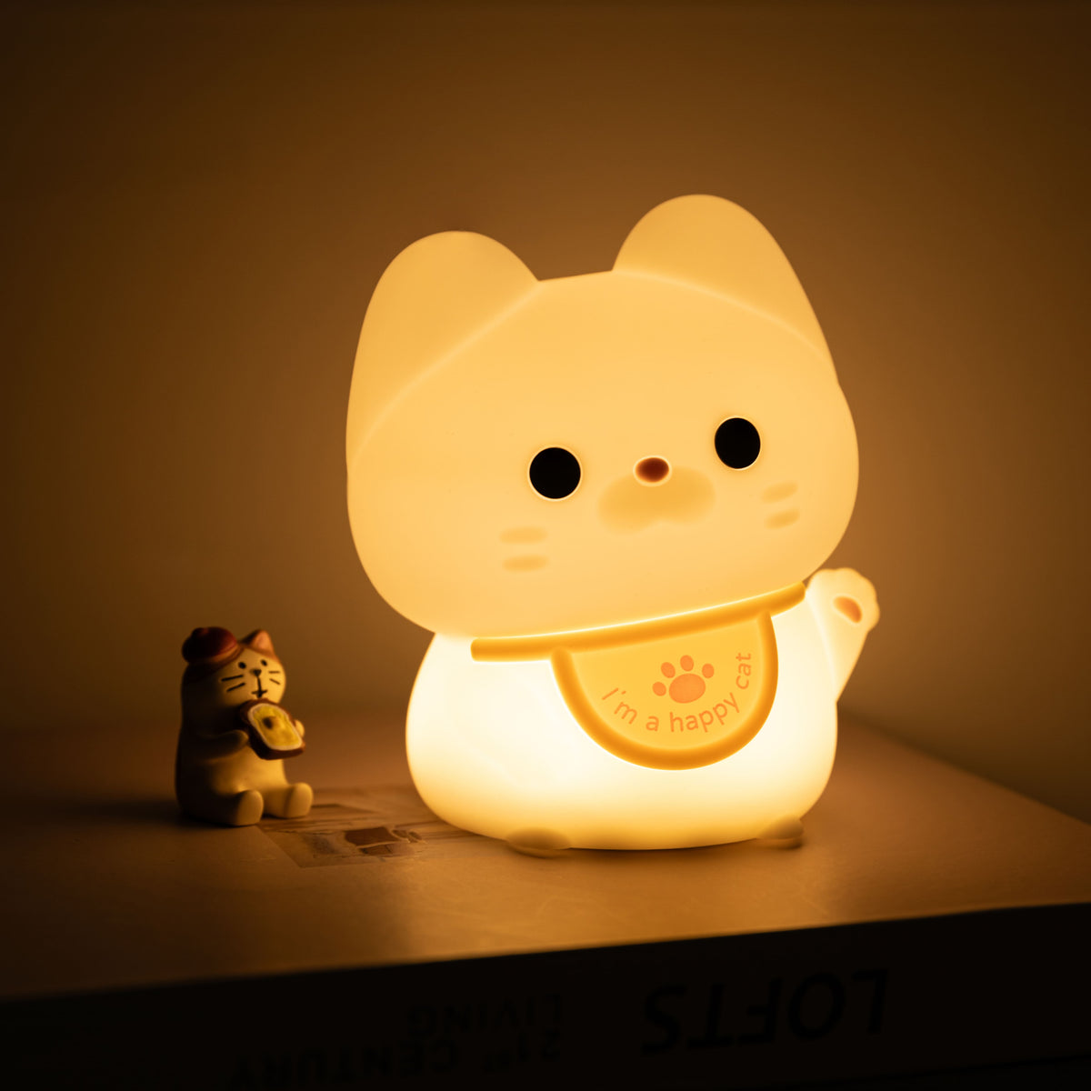 Maetiva® Squishy Silicone Happy Cat LED Night Light - Perfect Gift for Kids and Girls