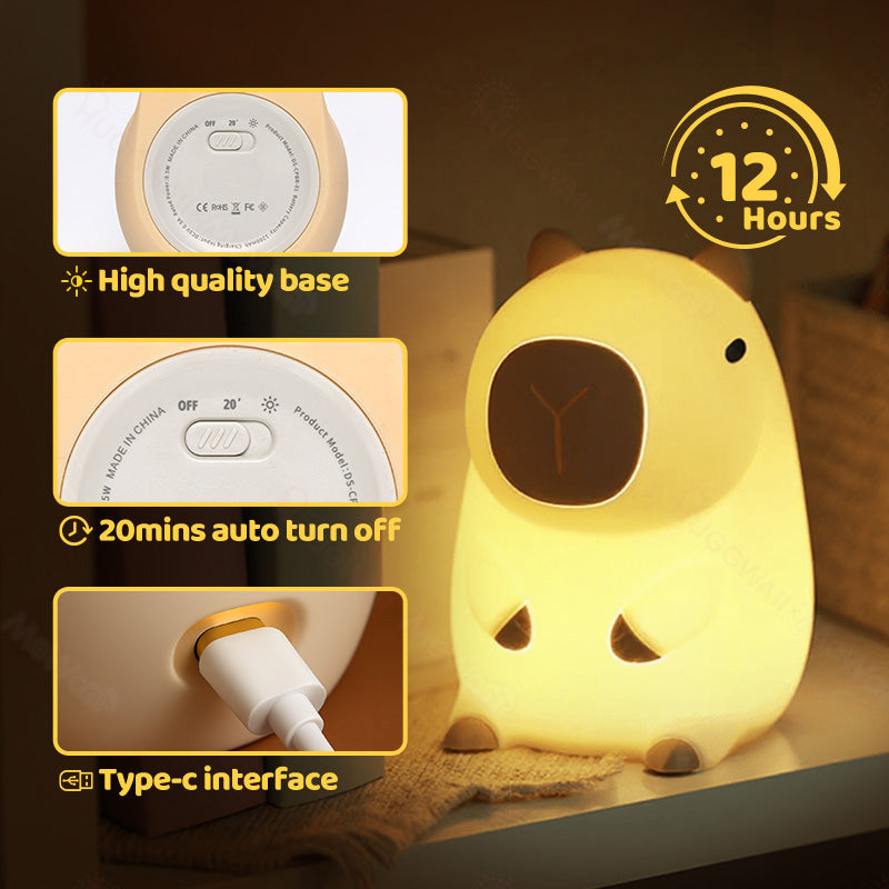Maetiva® Capybara with Keychain Bundle Squishy Night Light - Perfect Gift