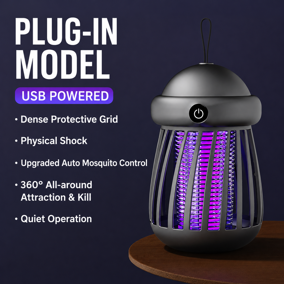 Portable Mosquito Zapper Lamp USB Rechargeable UV Light for Indoor Outdoor Use