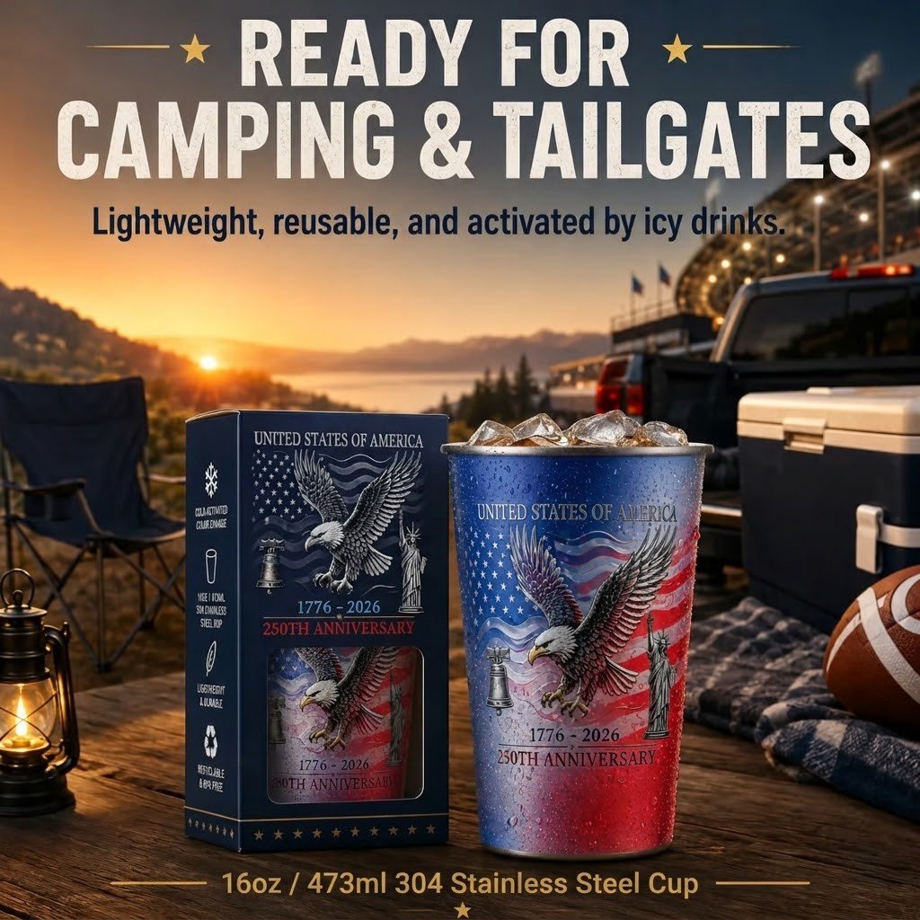 Pour Cold Beer & Watch Hidden Patriotic Design Reveal | Magic Color Changing Cup
