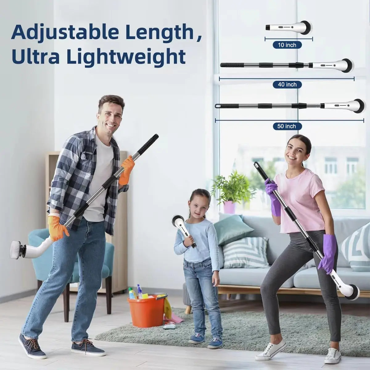 Cordless Electric Spin Scrubber — Rechargeable Power Cleaning, Handheld, Adjustable, Extendable, Multi-Surface