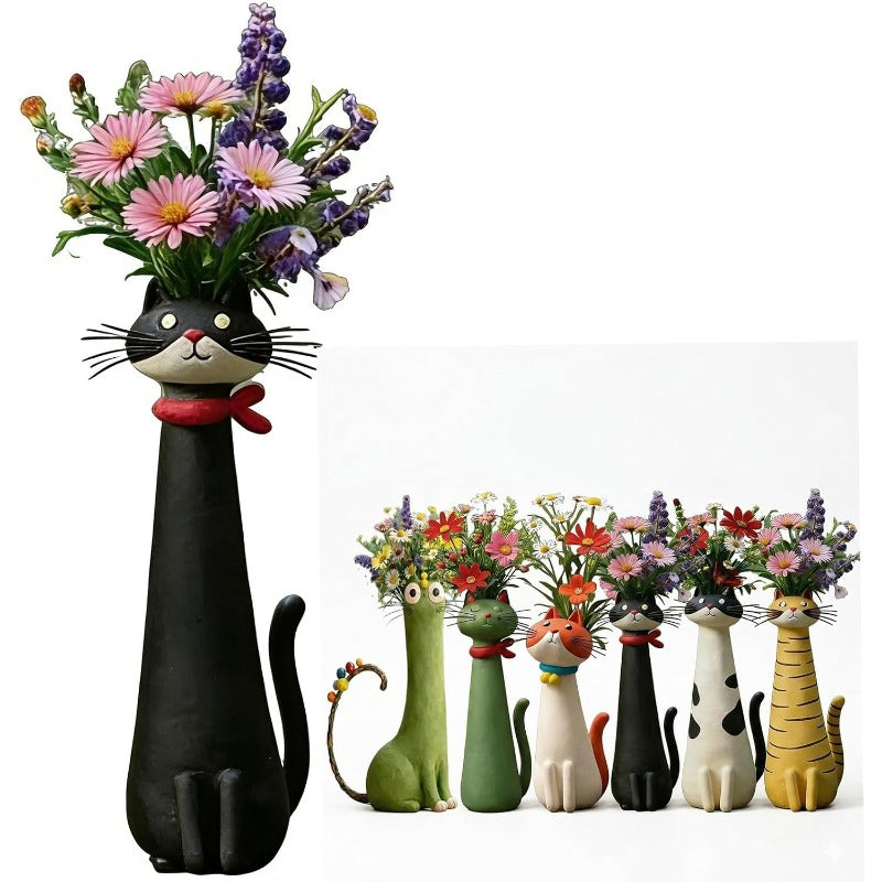 Whimsical Cat Bud Vase