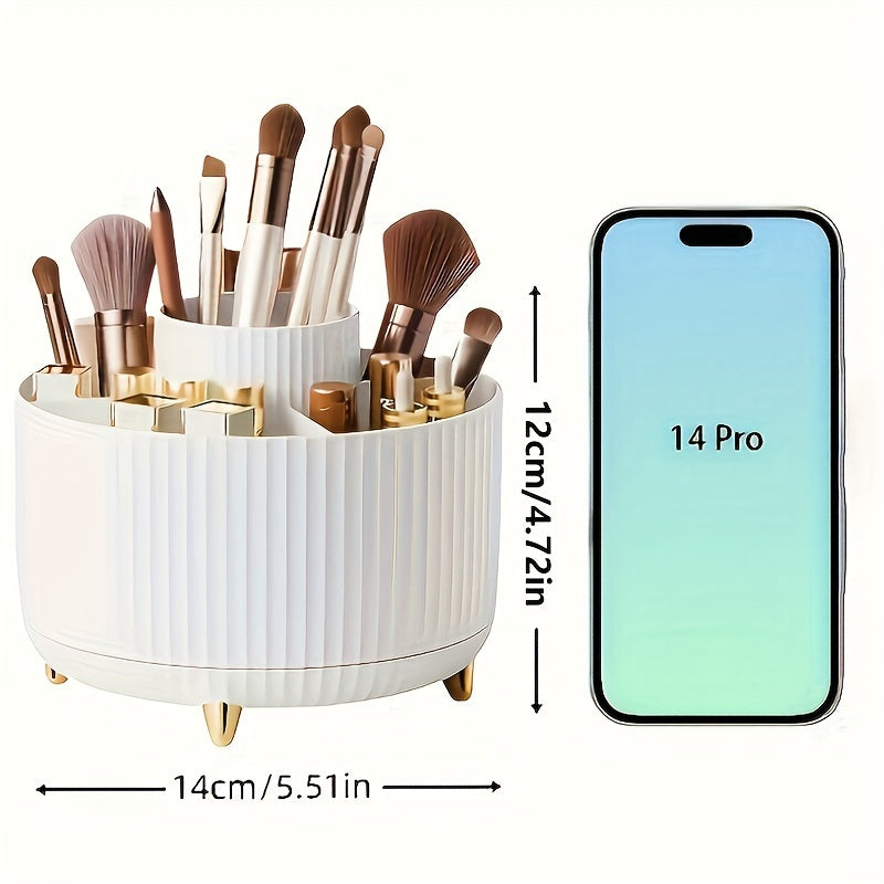 Maetiva | GlamSpin – 360° Rotating Makeup & Desk Organiser with 5 Compartments
