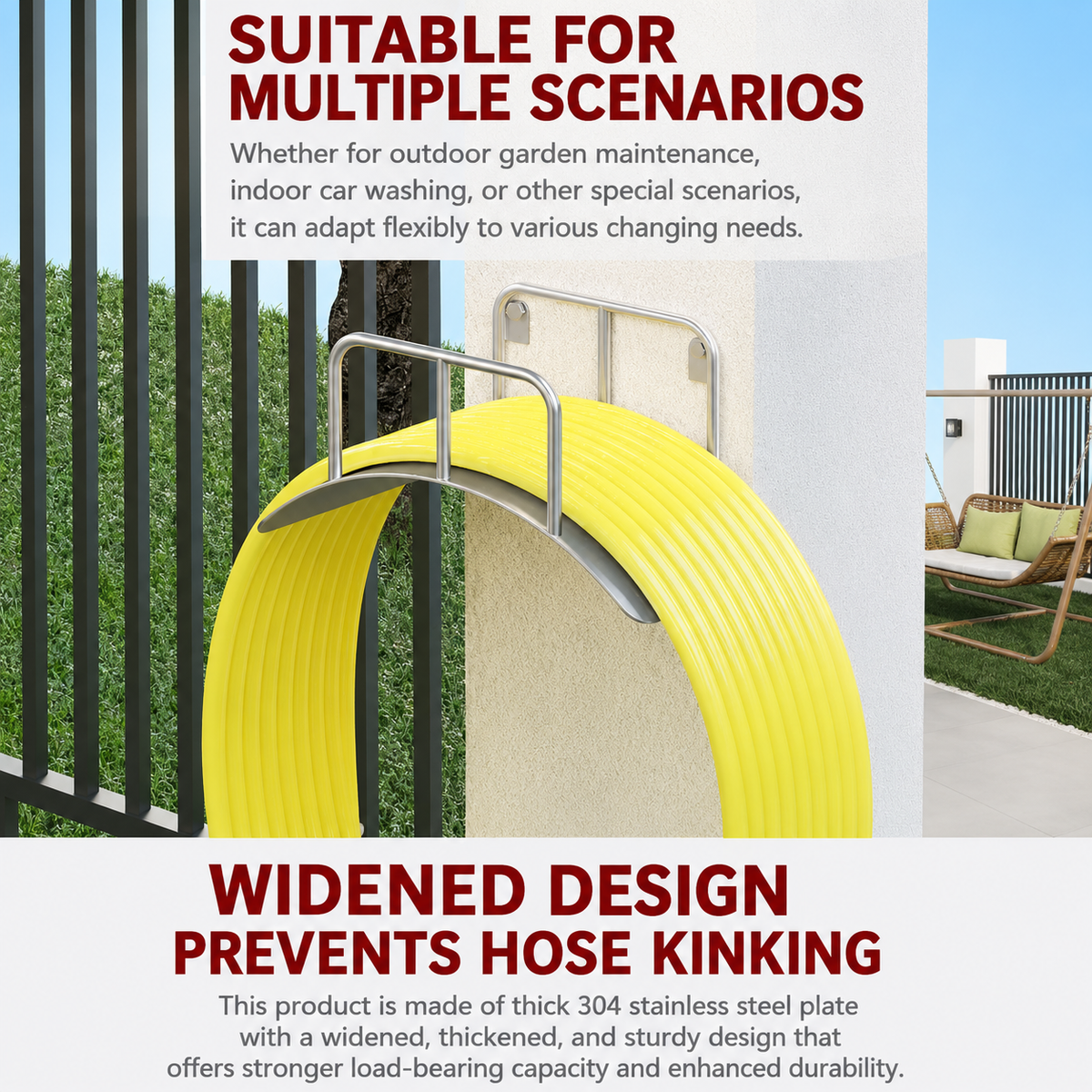 304 Stainless Steel Wall Mounted Garden Hose Holder