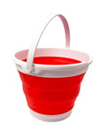 Collapsible Plastic Bucket - Pop up Saving - by Maetiva (White/Coral Pink, Round, 10L)