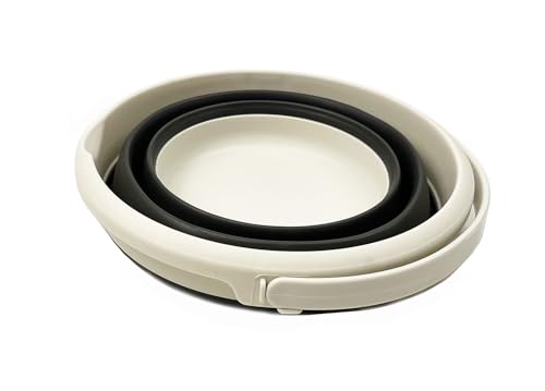 Collapsible Plastic Bucket - Pop up Saving - by Maetiva (Grey/Washed Black, Round, 5.5L)