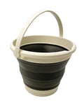 Collapsible Plastic Bucket - Pop up Saving - by Maetiva (Grey/Washed Black, Round, 5.5L)
