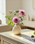Dusty Lavender Rose Faux Floral Arrangement with Vase