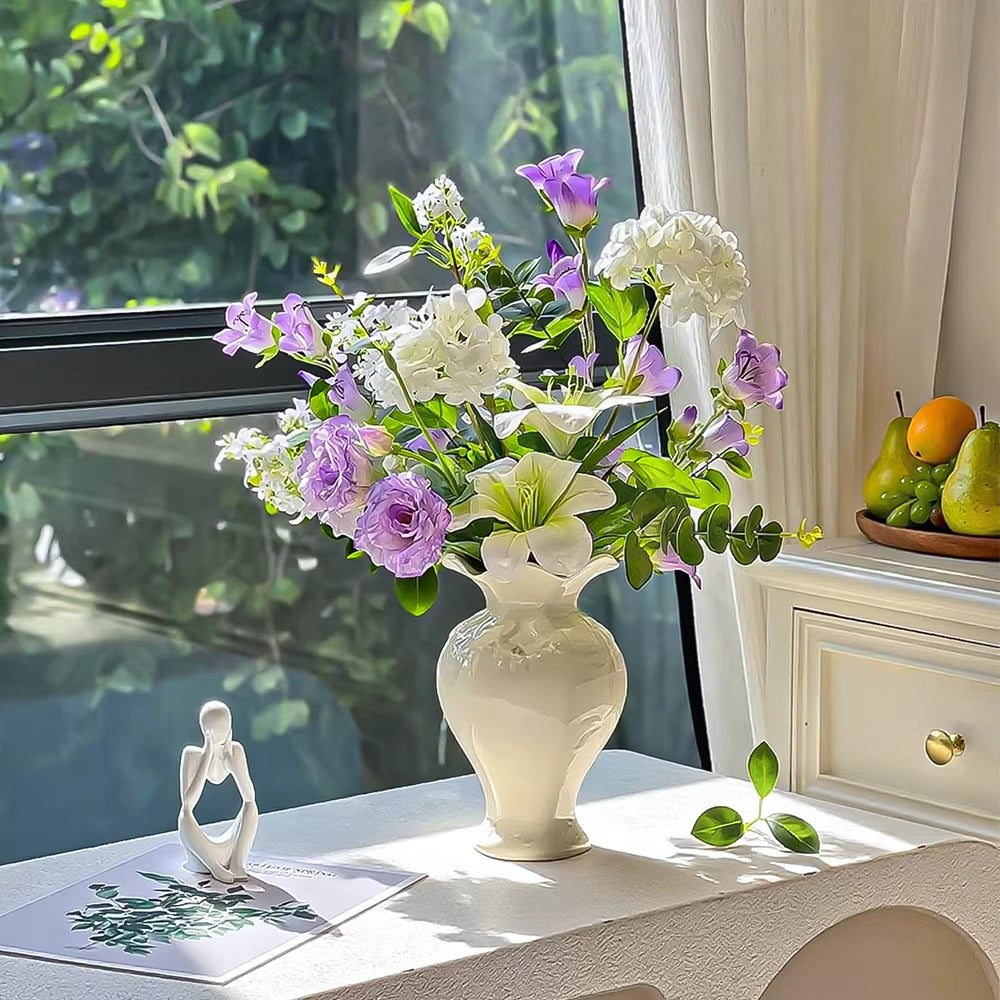 Serene Lavender Blossom Tabletop Faux Floral Arrangement