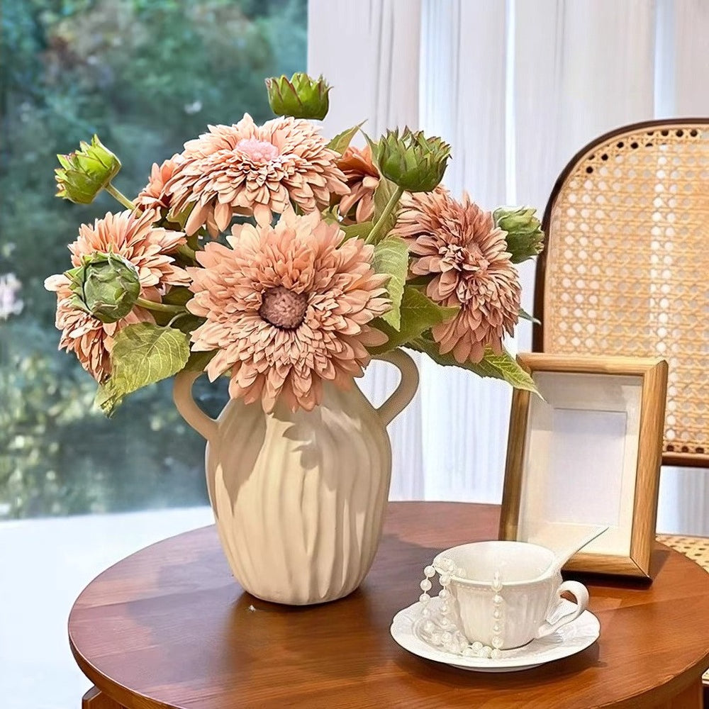 Vintage Fluffy Sunflower Faux Floral Arrangement