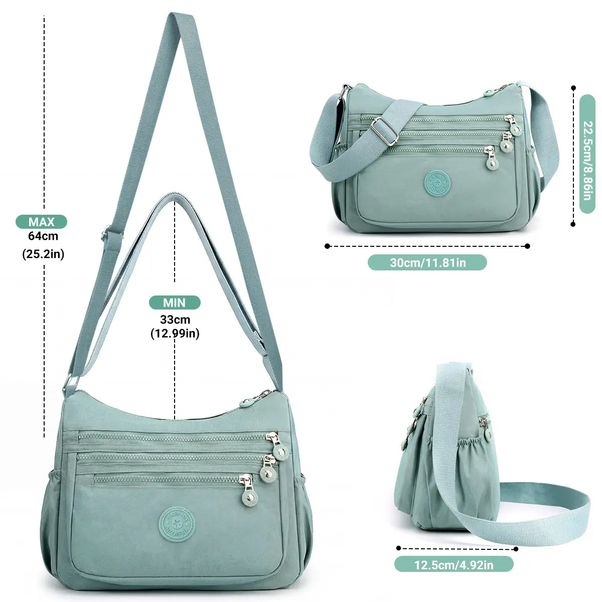 Nylon Crossbody Bag — Lightweight, Adjustable Strap, Water-Resistant, Everyday Carry, Travel Friendly, Secure Zipper
