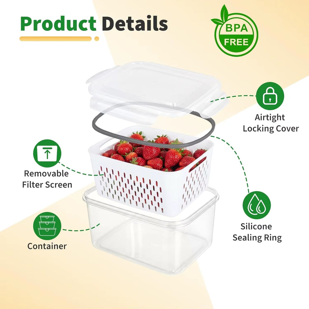 Fridge Organizer — Clear, Stackable, BPA-Free, Produce Saver, Food Storage, Refrigerator Bin