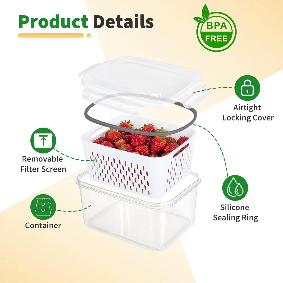 Fridge Organizer — Clear, Stackable, BPA-Free, Produce Saver, Food Storage, Refrigerator Bin