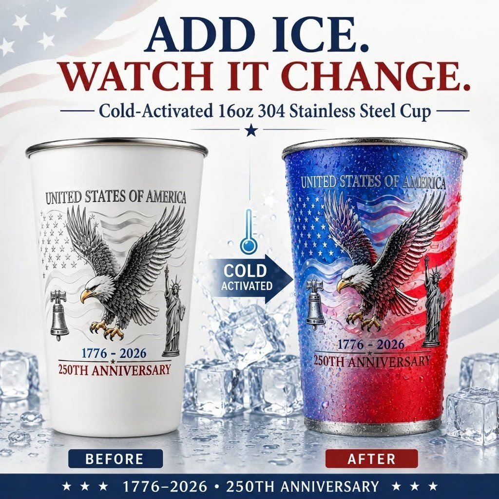Pour Cold Beer & Watch Hidden Patriotic Design Reveal | Magic Color Changing Cup