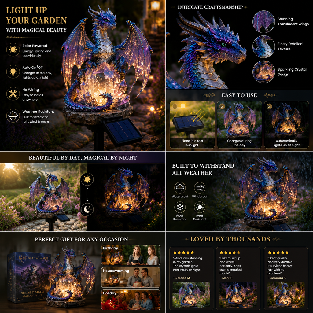 Amethyst Crystal Dragon – Solar Dragon Crystal Garden Light