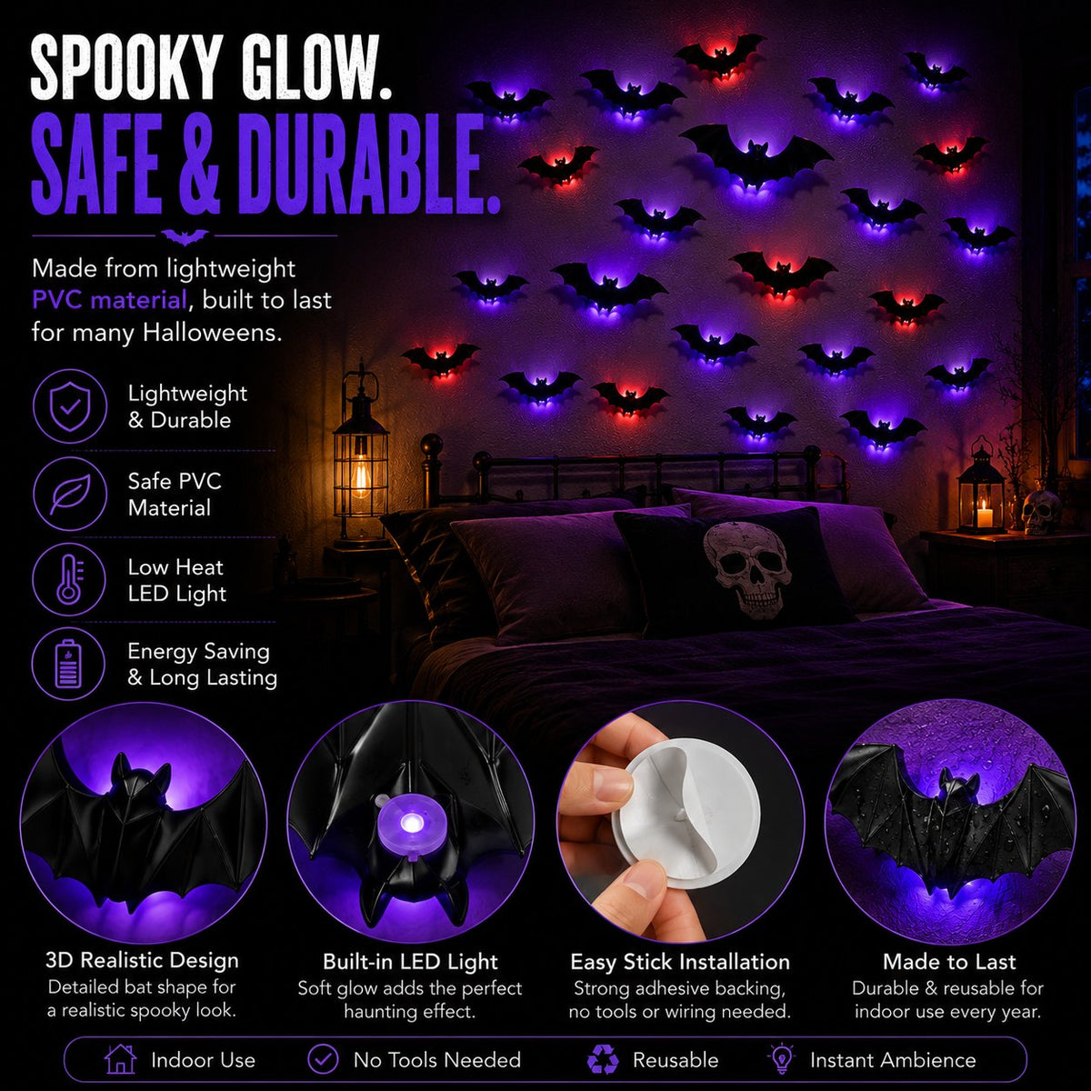 3D LED Flying Bat Wall Decor