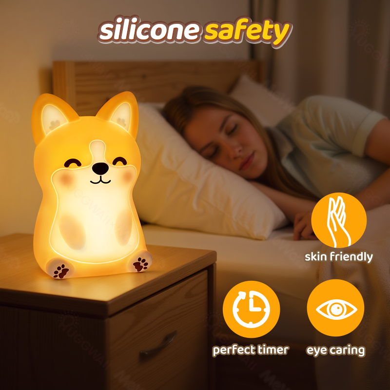 Maetiva® Corgi Puppy Adorable Squishy Silicone  LED Night Light - Perfect Gift for Kids and Girls