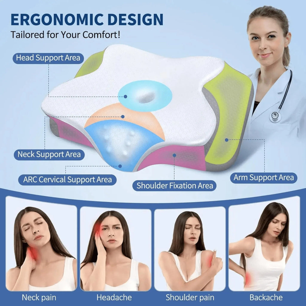 Maetiva | Butterfly Memory Foam Pillow - Orthopedic Pain Relief Shaped Pillow