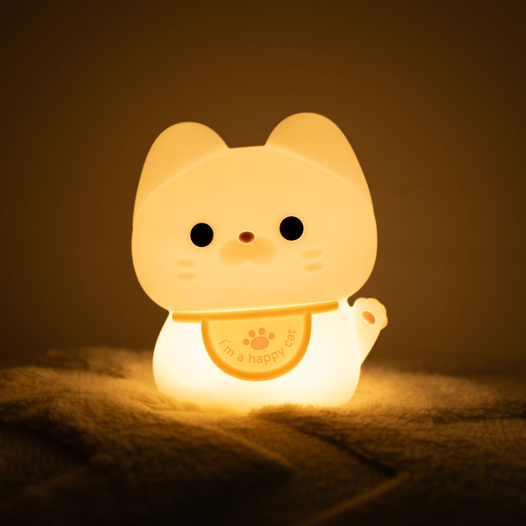 Maetiva® Squishy Silicone Happy Cat LED Night Light - Perfect Gift for Kids and Girls