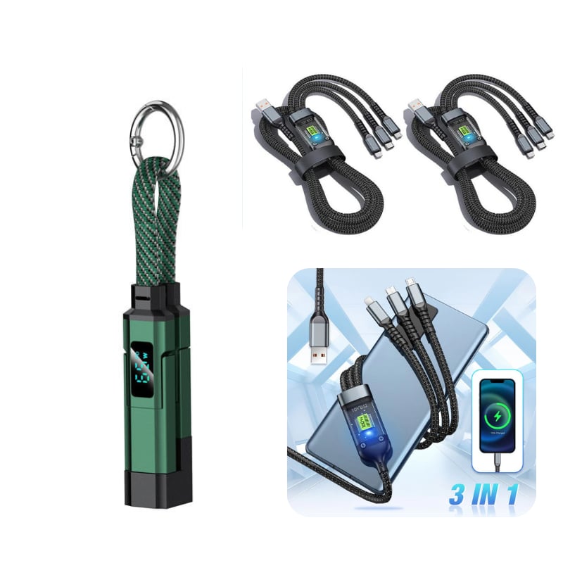 4-in-1 Digital Display Keychain Charging Cable
