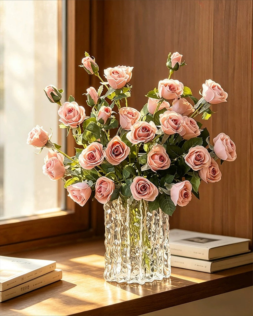Dusk Blush Rose Faux Floral Arrangement