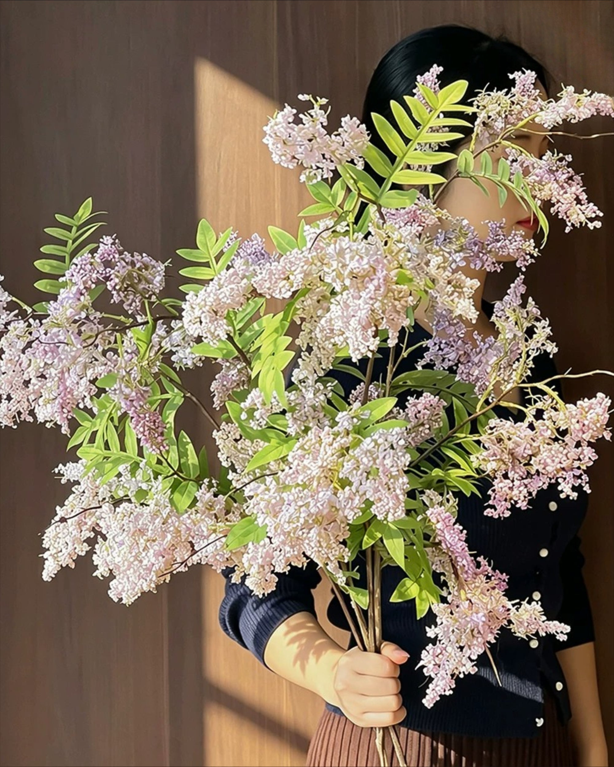 Dusty Lavender Lilac & Fern Faux Floral Arrangement