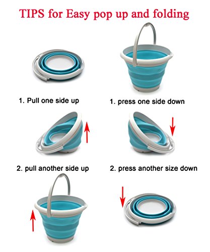 Maetiva 10L (2.6 Gallon) Collapsible Plastic Bucket - Foldable Round Tub - Portable Fishing Water Pail - Space Saving Outdoor Waterpot, Size 33cm Dia