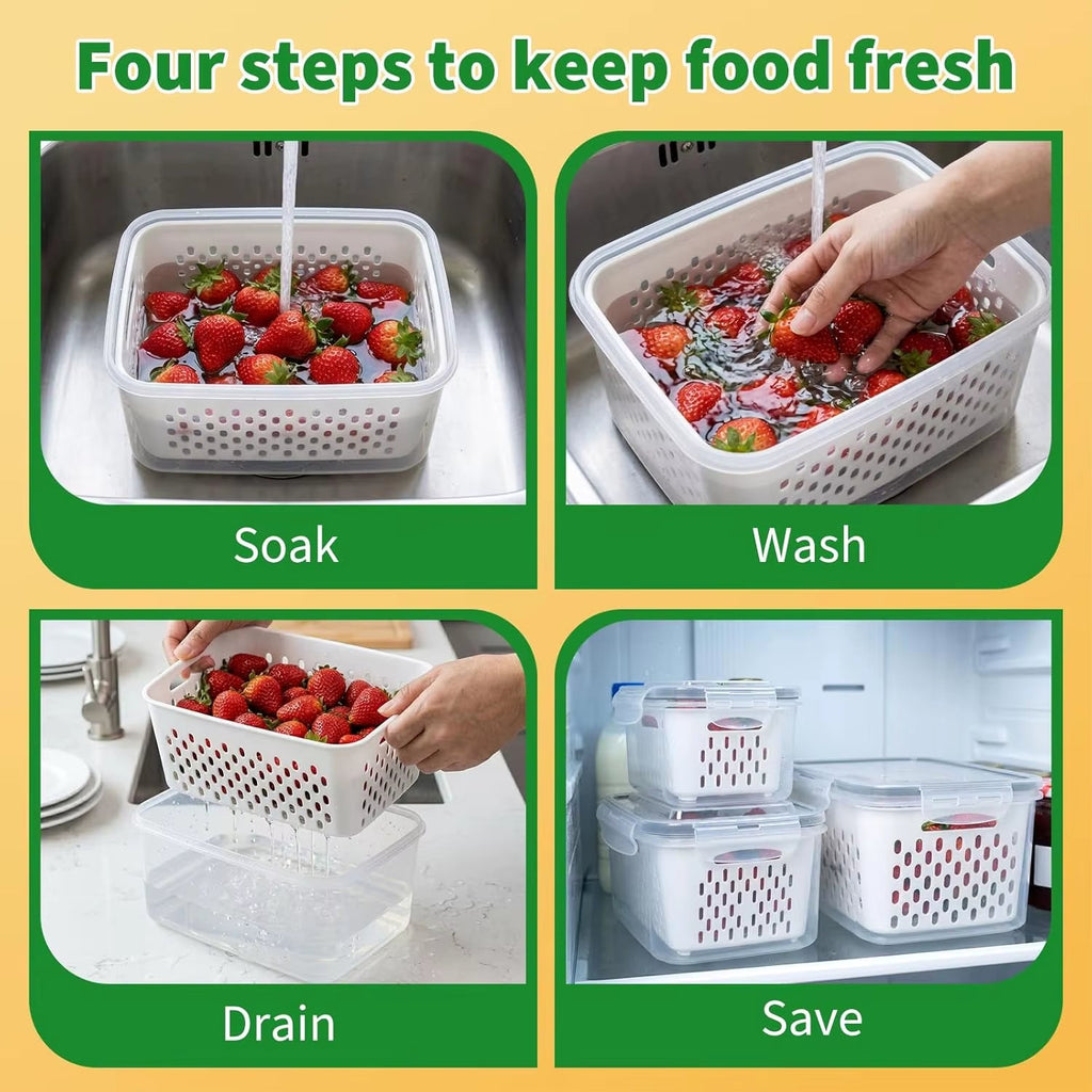 Fridge Organizer — Clear, Stackable, BPA-Free, Produce Saver, Food Storage, Refrigerator Bin