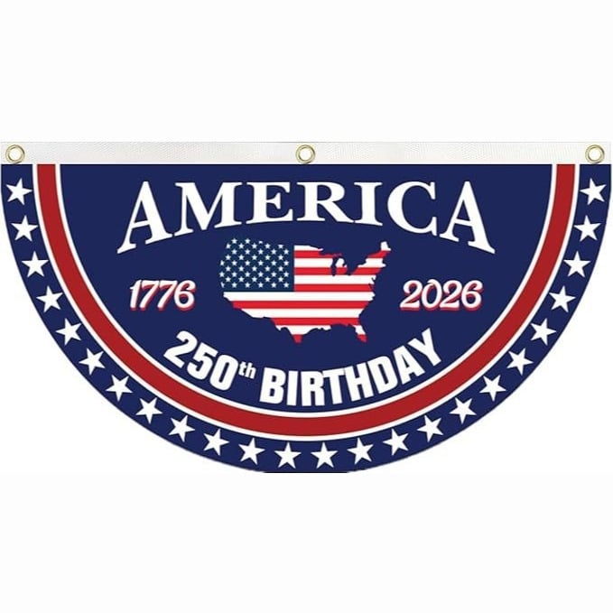 USA 250th Anniversary Flag Half Round Banner