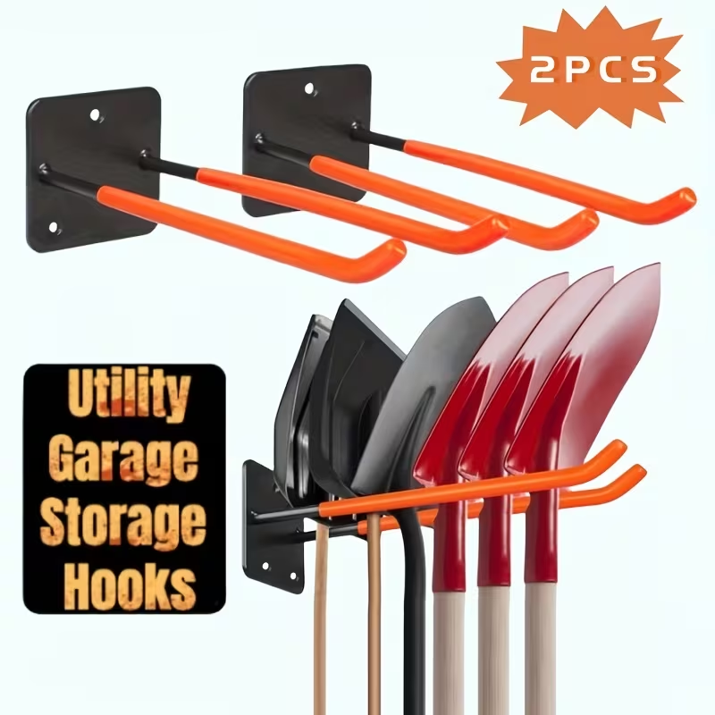 2 Pack Heavy Duty Garage Storage Hooks for Bikes & Garden Tools