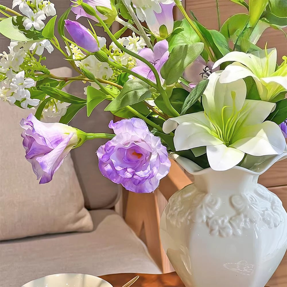 Serene Lavender Blossom Tabletop Faux Floral Arrangement