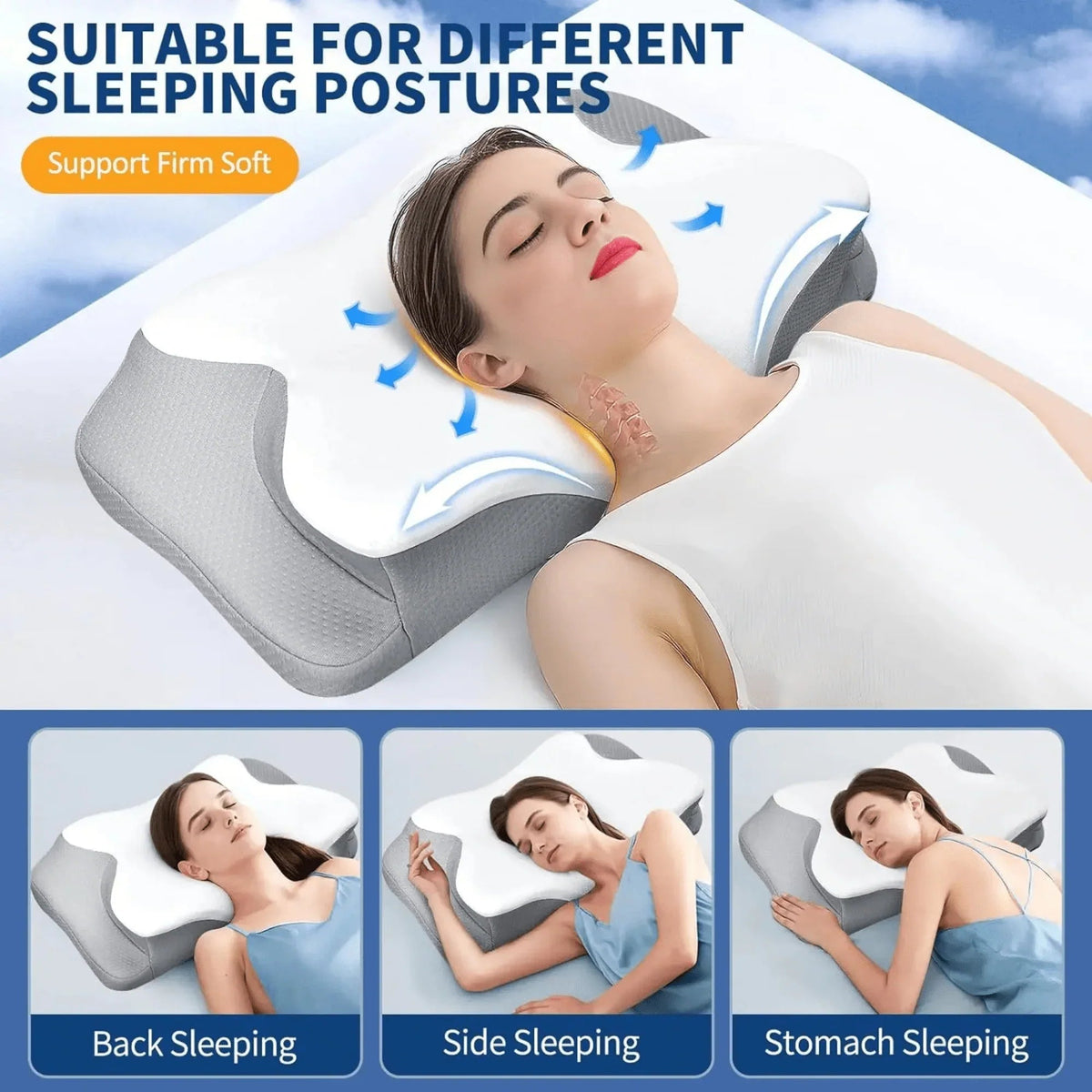 Maetiva | Butterfly Memory Foam Pillow - Orthopedic Pain Relief Shaped Pillow