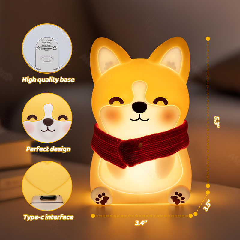 Maetiva® Corgi Puppy Adorable Squishy Silicone  LED Night Light - Perfect Gift for Kids and Girls