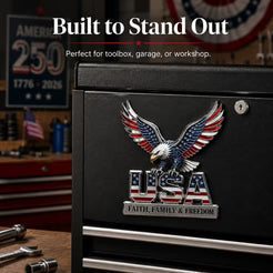 USA 250th Anniversary  - ★USA Faith, Family & Freedom★ Metal Emblem-WH