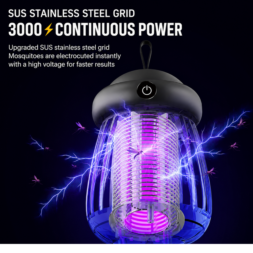 Portable Mosquito Zapper Lamp USB Rechargeable UV Light for Indoor Outdoor Use
