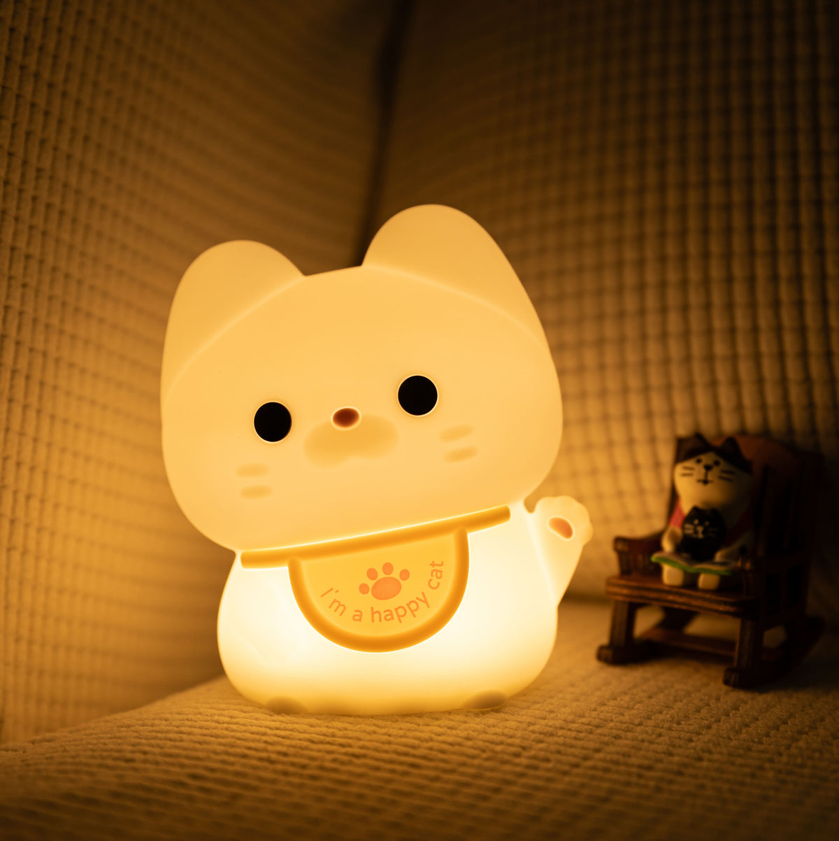 Maetiva® Squishy Silicone Happy Cat LED Night Light - Perfect Gift for Kids and Girls