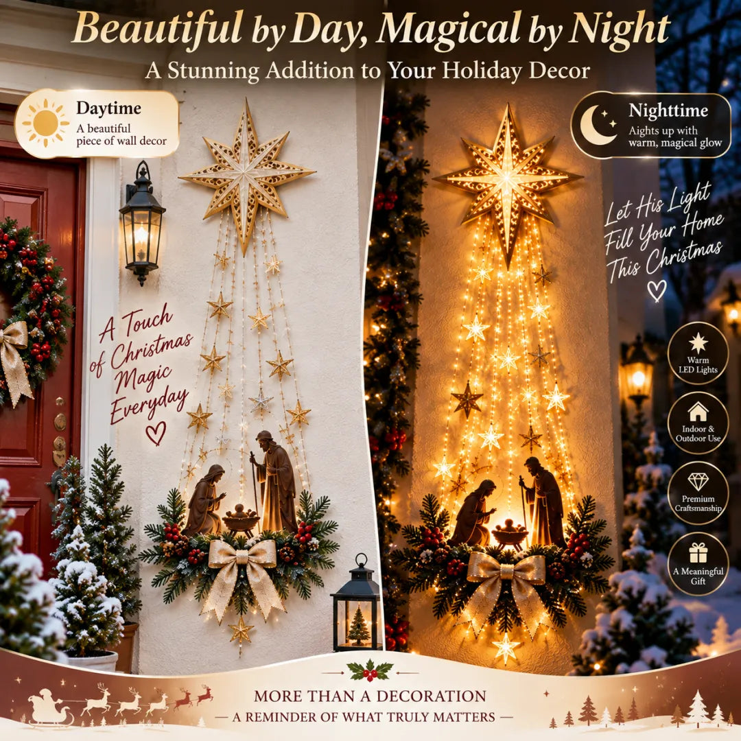 Bethlehem Star Lighted Nativity Wall Christmas Decor